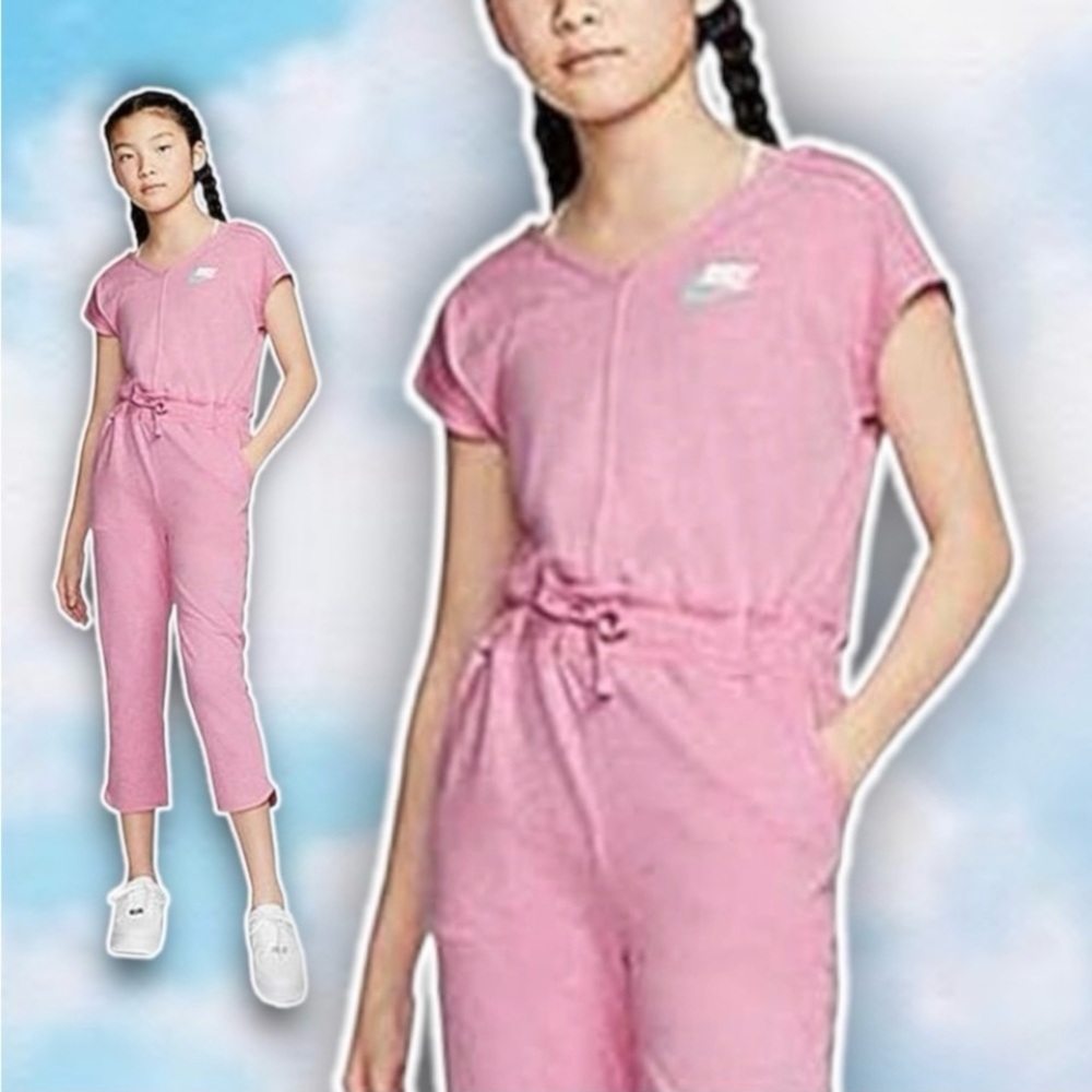 💜 NWT NIKE Big Girls Jumpsuit Romper Retro Sporty Athleisure Barbiecore School